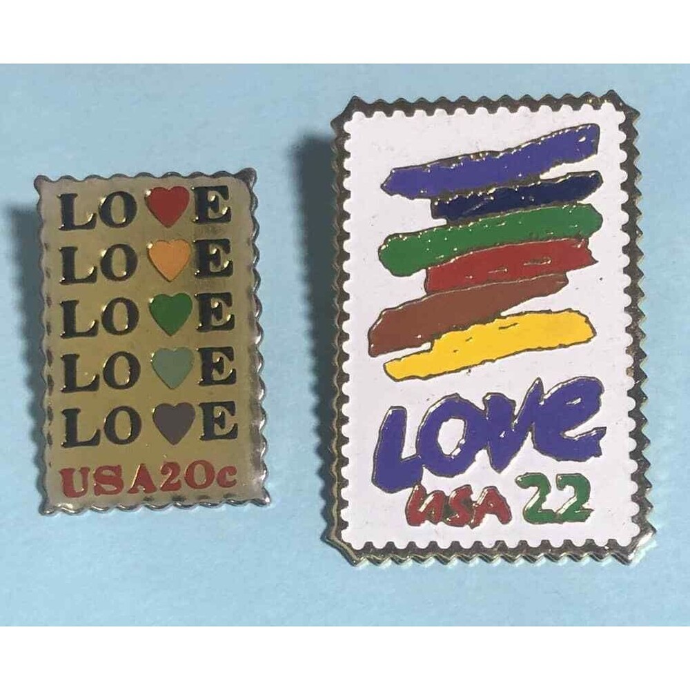 LOVE & HEART💖💖 2 ,USPS L💖VE Pins ,20¢ + 22¢ Stamp pins